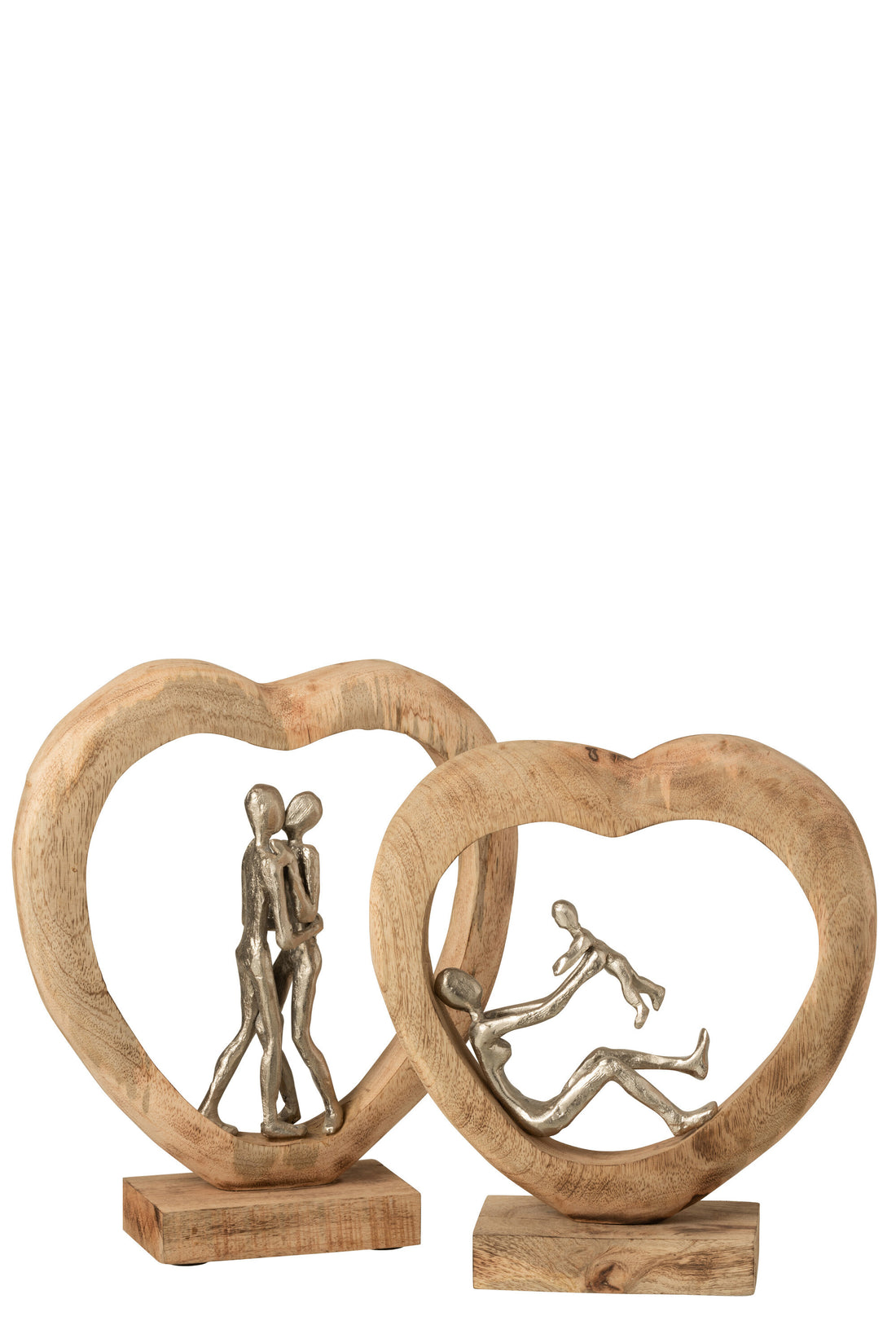 J-Line Figuur Koppel Mangohout/Aluminium Naturel/Wit