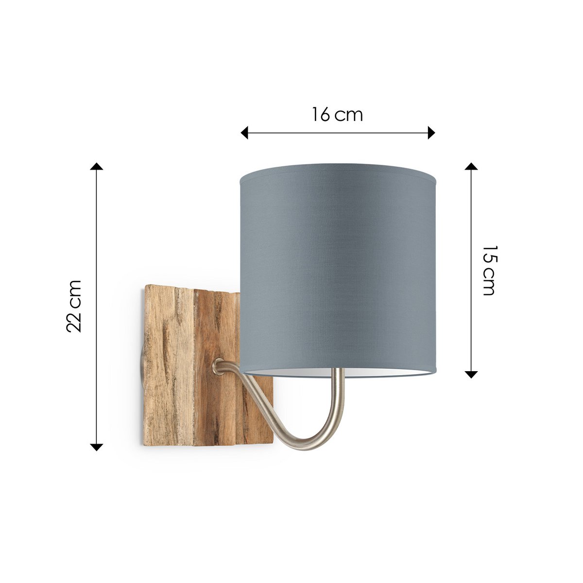 Wandlamp - Drift E27 Lampenkap grijs 16cm