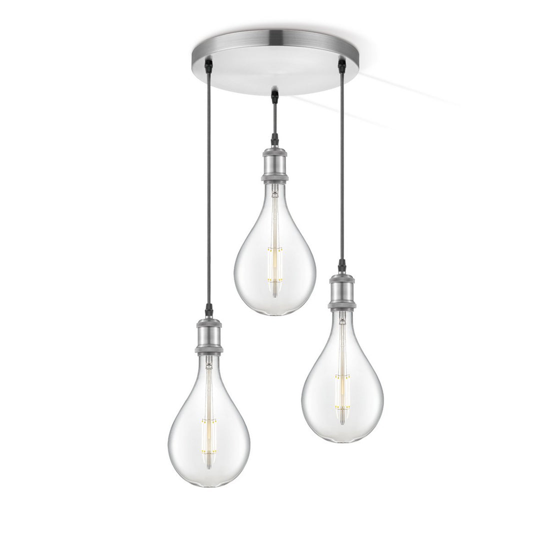 hanglamp chroom rond Pear 3L G160 dimbaar E27 helder