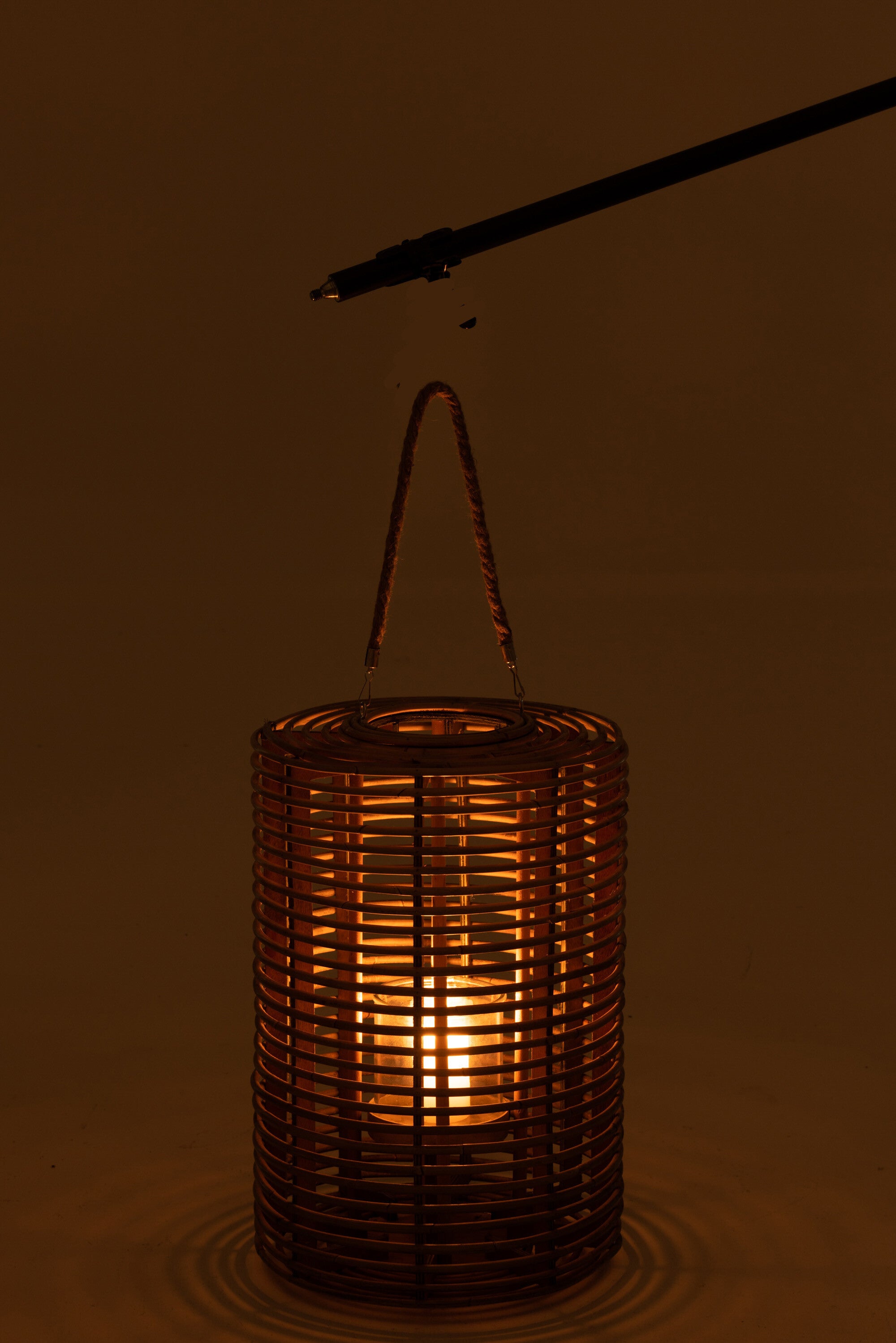 J-Line Lantaarn Rond Lang Rotan Licht Naturel