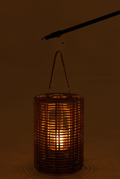J-Line Lantaarn Rond Lang Rotan Licht Naturel