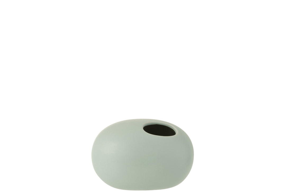 J-Line Vaas Ovaal Keramiek Mat Pastel Groen Small - 11.00 cm hoog