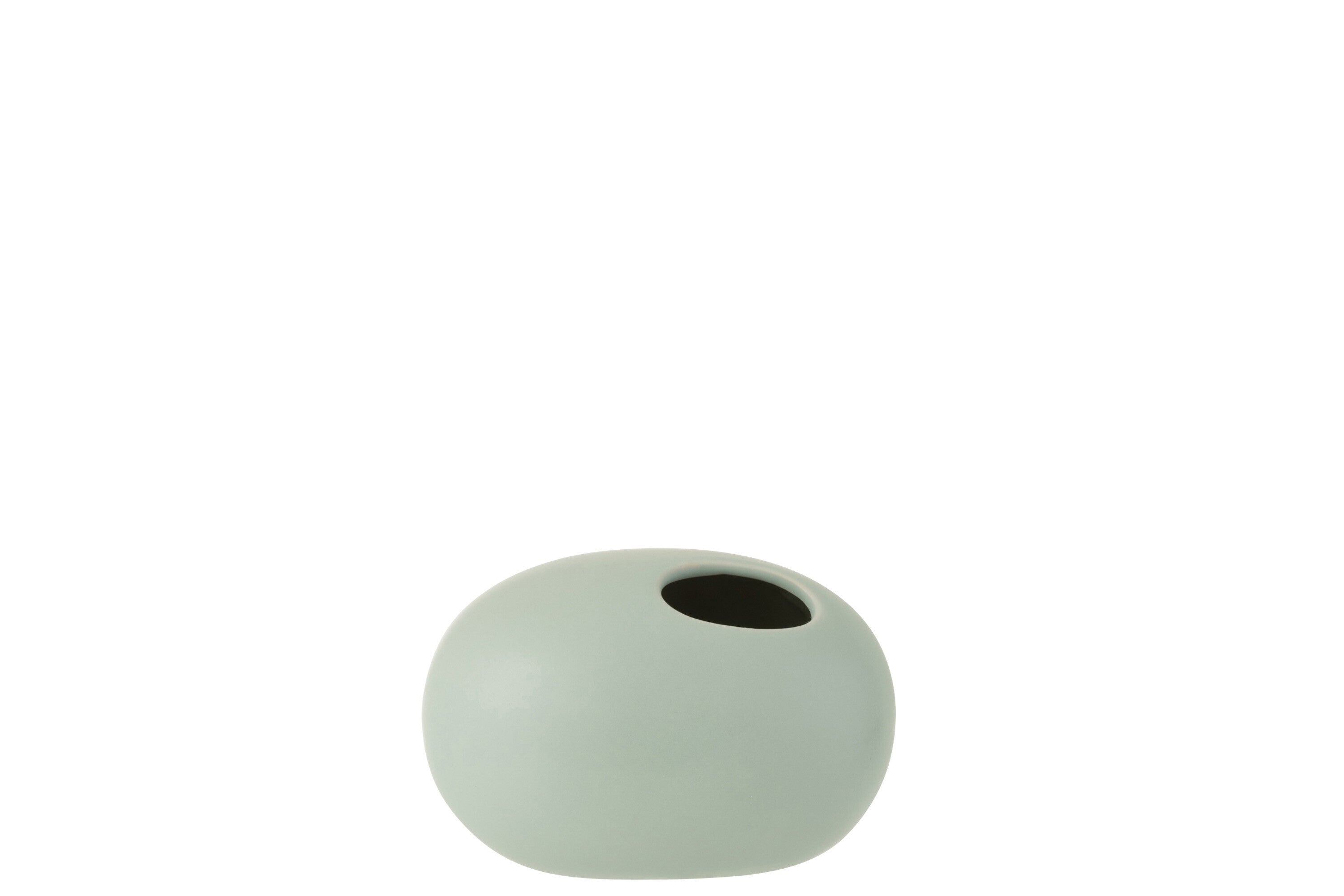 J-Line Vaas Ovaal Keramiek Mat Pastel Groen Small - 11.00 cm hoog