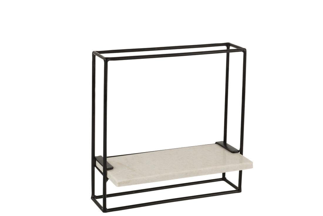 J-Line Muurrek 1Plank Ijzer/Marmer Zwart/Wit Small