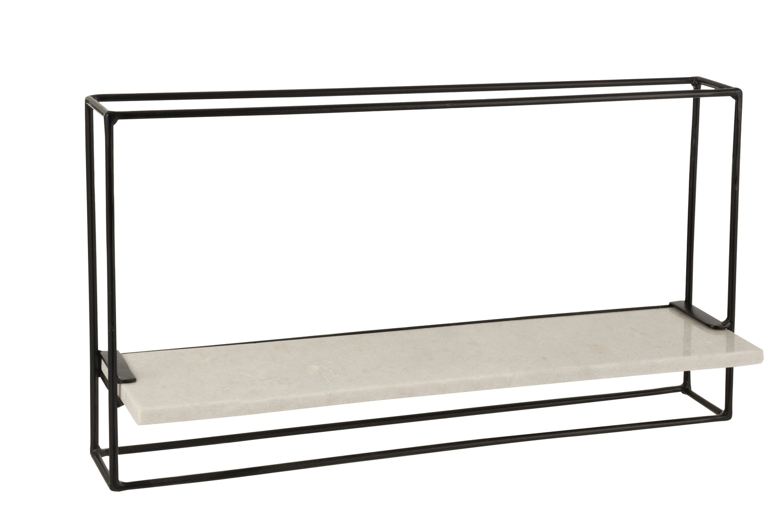 J-Line Muurrek 1Plank Ijzer/Marmer Zwart/Wit Large