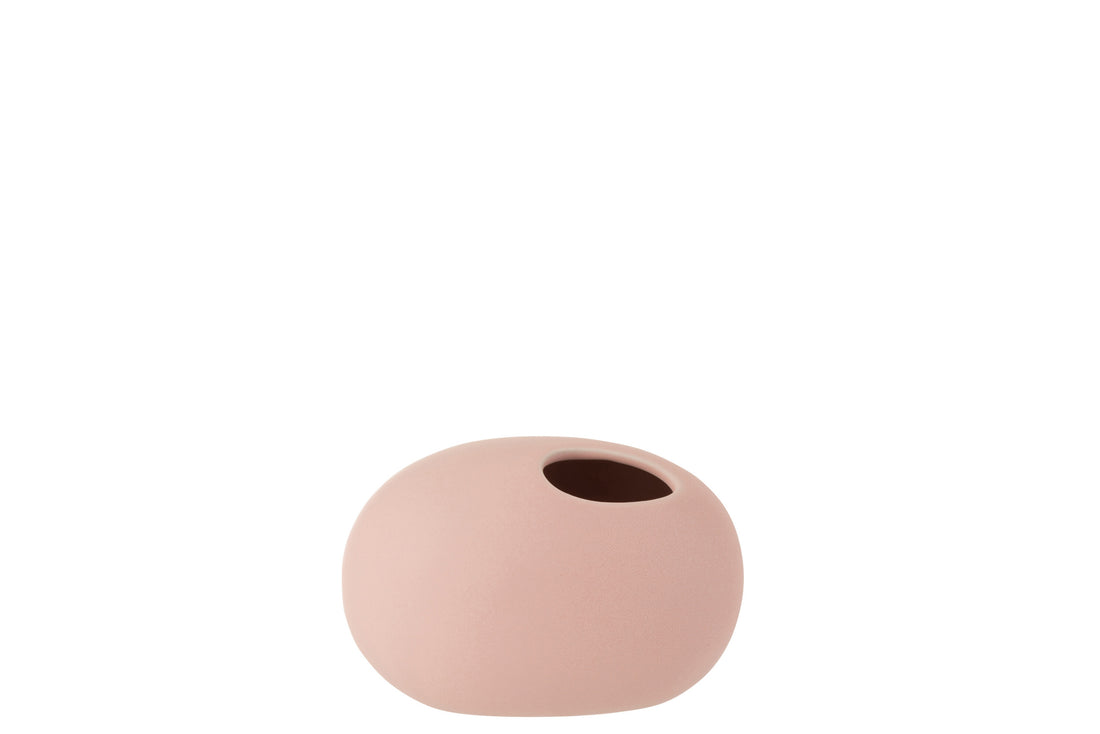 J-Line Vaas Ovaal Keramiek Mat Pastel Roze Small - 11.00 cm hoog