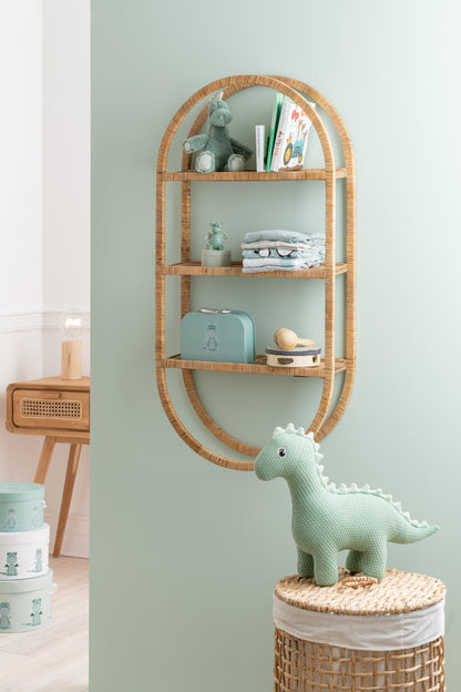 J-Line Muurrek Ovaal 3Planken Plooibaar Rotan Naturel