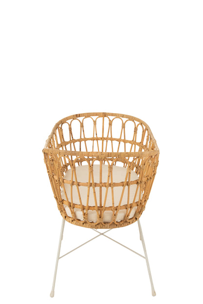 Wieg + Matras Rotan/Metaal Natuurlijk/Wit