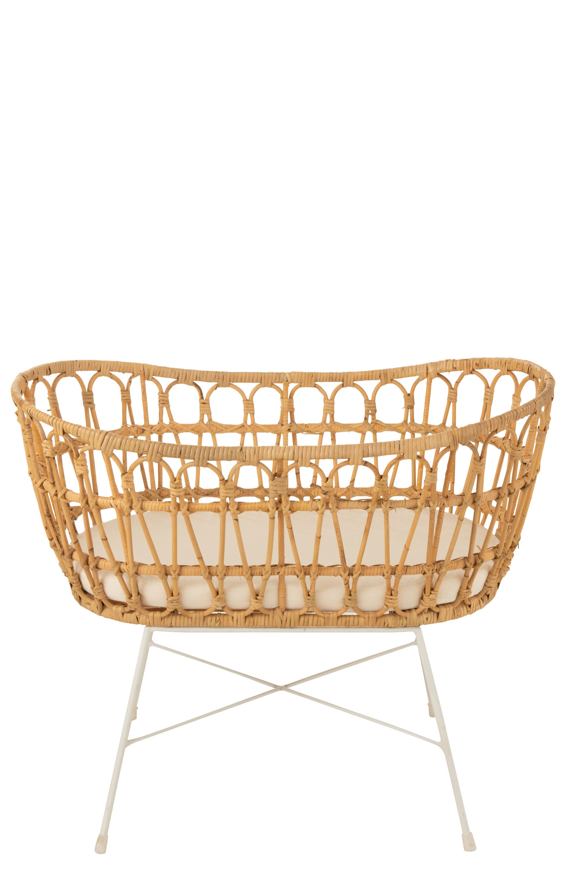 Wieg + Matras Rotan/Metaal Natuurlijk/Wit