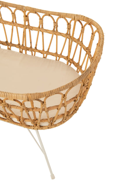 Wieg + Matras Rotan/Metaal Natuurlijk/Wit