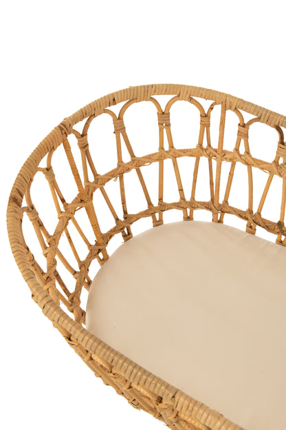 Wieg + Matras Rotan/Metaal Natuurlijk/Wit