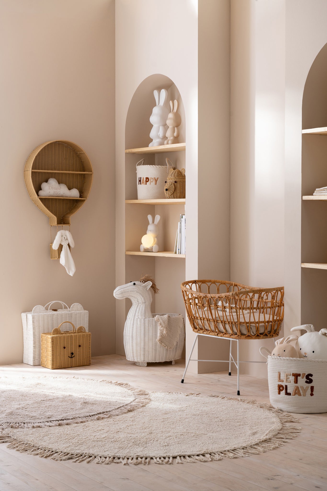 Wieg + Matras Rotan/Metaal Natuurlijk/Wit