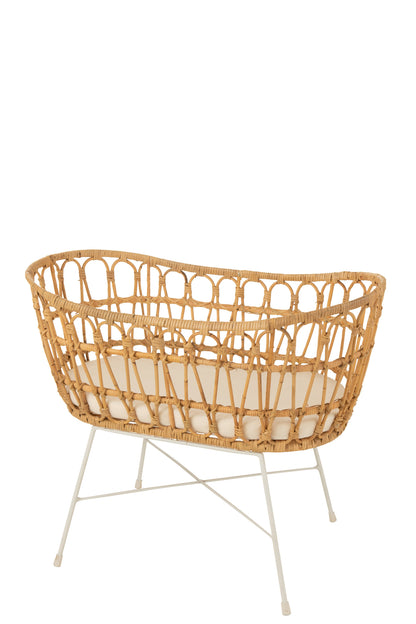 Wieg + Matras Rotan/Metaal Natuurlijk/Wit