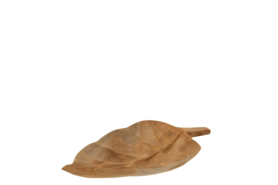 J-Line Schaal Blad Teak Hout Naturel Small