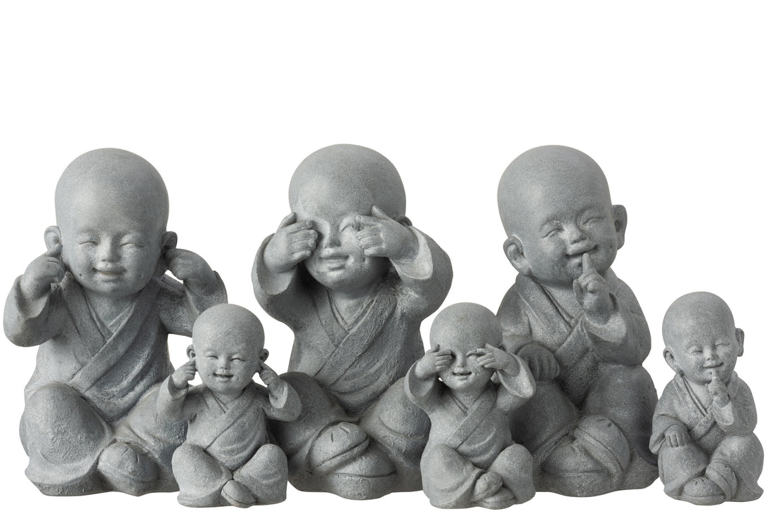 Monnik Zie/Hoor/Spreek Geen Kwaad Poly Grijs Groot Assortiment Van 3