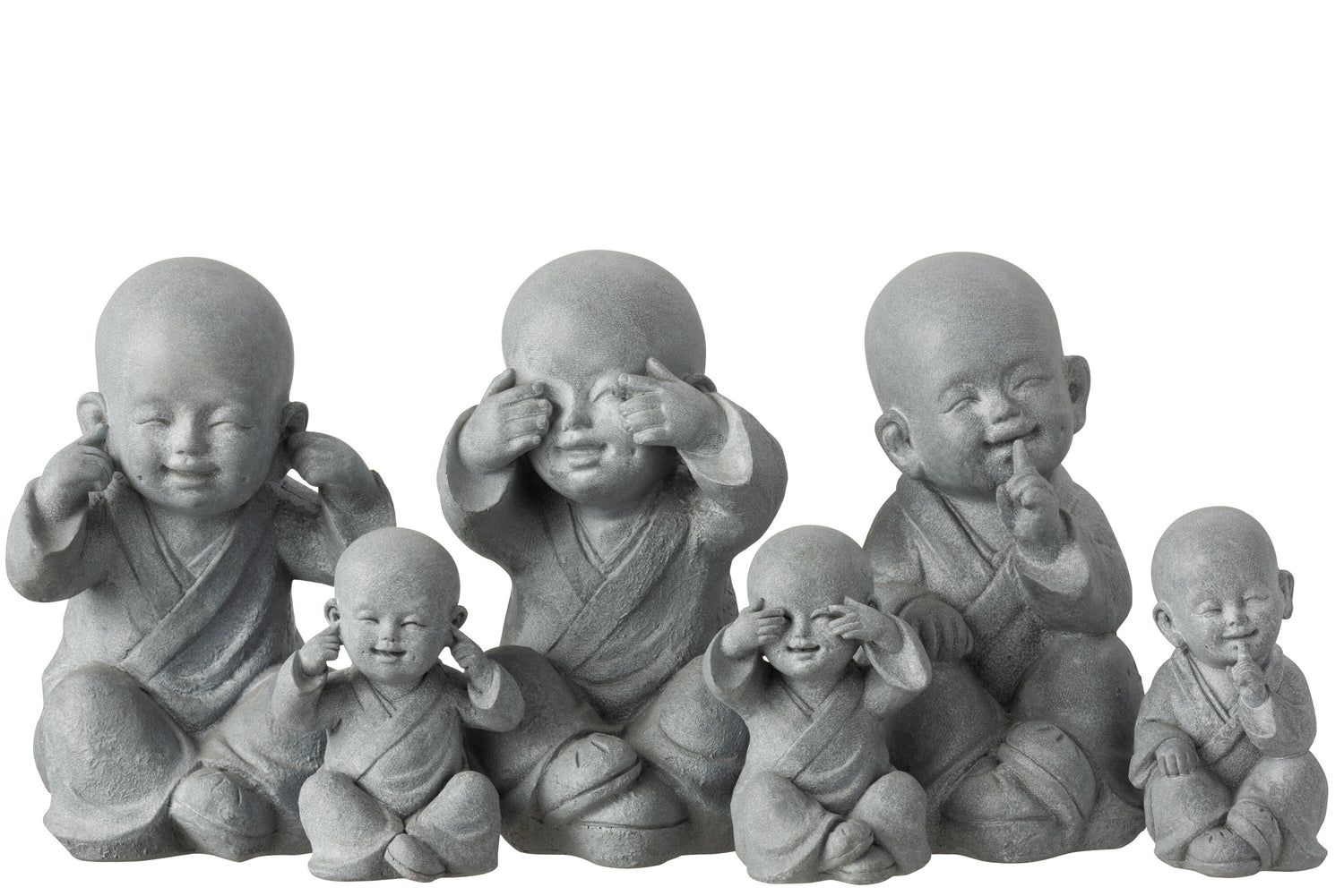 Monnik Zie/Hoor/Spreek Geen Kwaad Poly Grijs Groot Assortiment Van 3