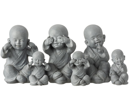 Monnik Zie/Hoor/Spreek Geen Kwaad Poly Grijs Groot Assortiment Van 3