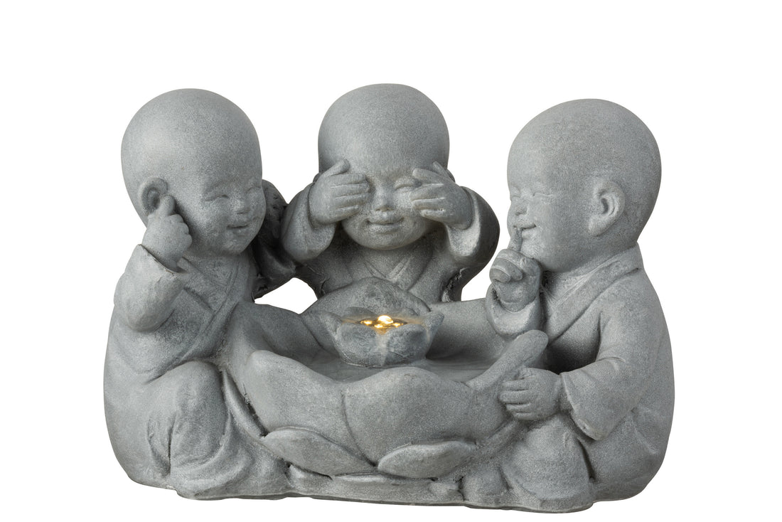 Fonteinmonnik Zie/Hoor/Spreek Geen Kwaad Poly Grijs