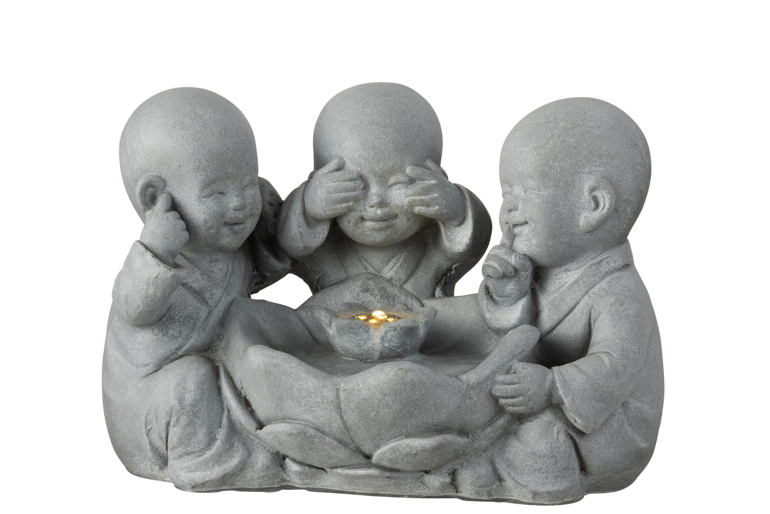 Fonteinmonnik Zie/Hoor/Spreek Geen Kwaad Poly Grijs