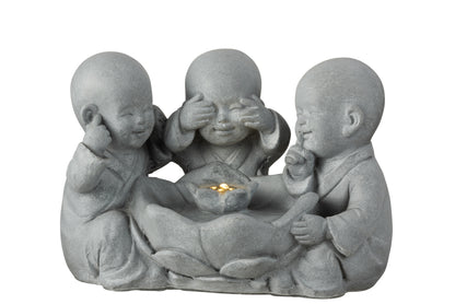 Fonteinmonnik Zie/Hoor/Spreek Geen Kwaad Poly Grijs