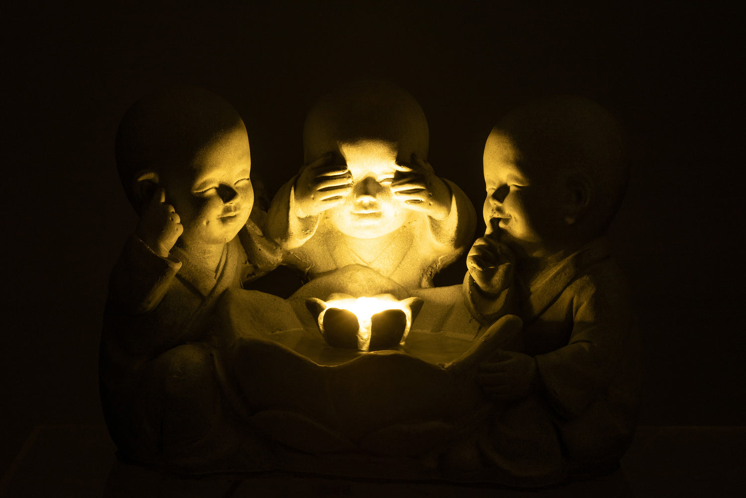 Fonteinmonnik Zie/Hoor/Spreek Geen Kwaad Poly Grijs