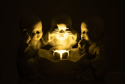 Fonteinmonnik Zie/Hoor/Spreek Geen Kwaad Poly Grijs