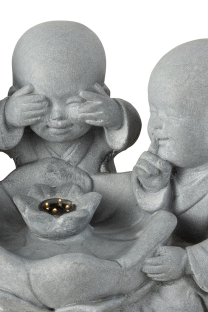 Fonteinmonnik Zie/Hoor/Spreek Geen Kwaad Poly Grijs