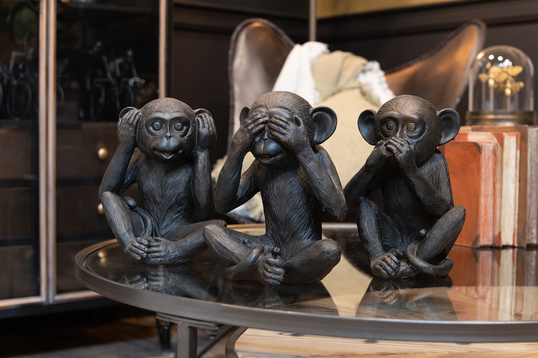 Aap Zie/Hoor/Spreek Geen Kwaad Poly Bruin Groot Assortiment Van 3