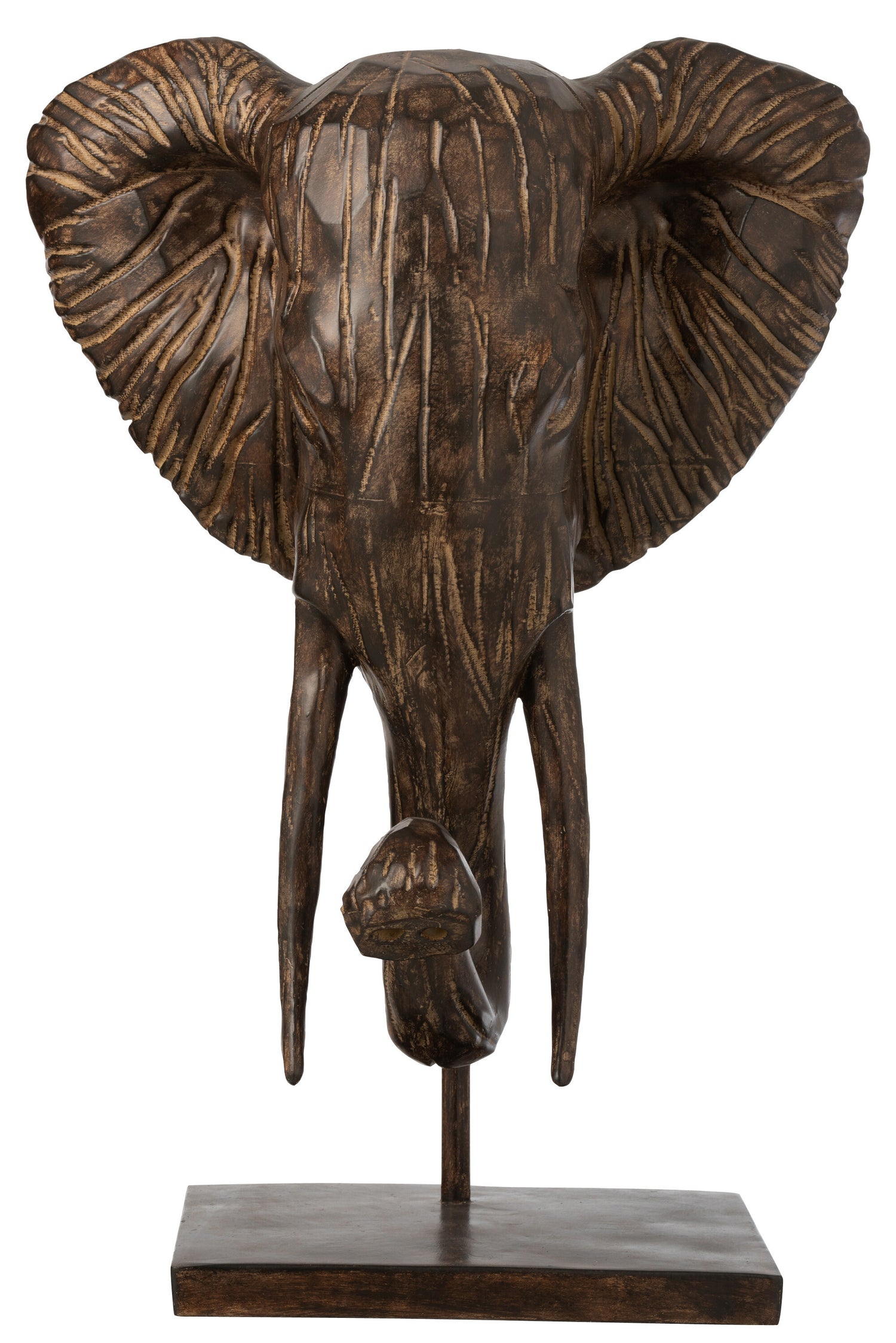 J-Line Olifant Op Voet Poly Bruin