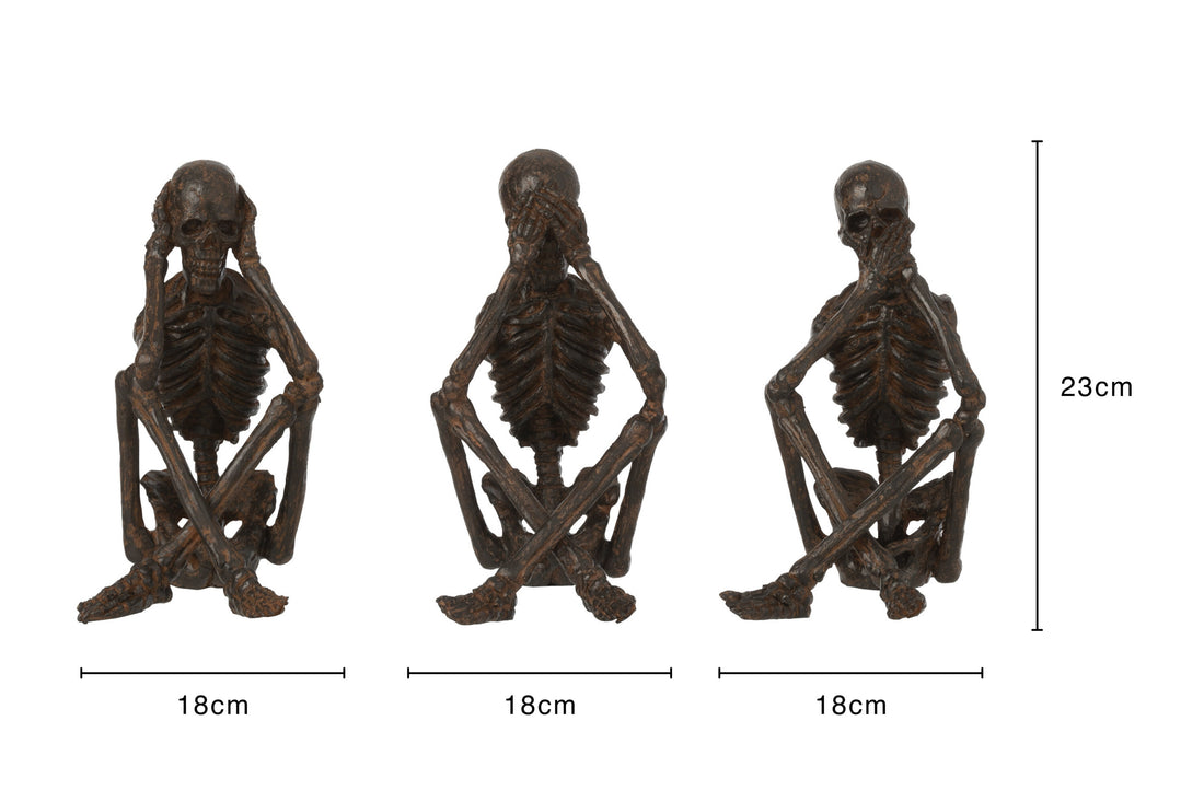 Skelet Zie/Hoor/Praat Geen Kwaad Poly Brons Assortiment Van 3
