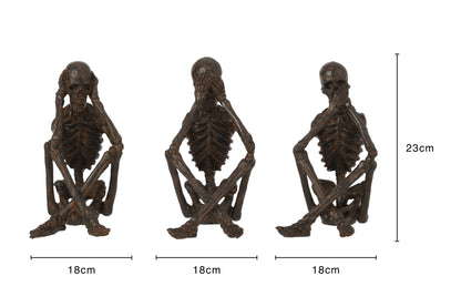 Skelet Zie/Hoor/Praat Geen Kwaad Poly Brons Assortiment Van 3