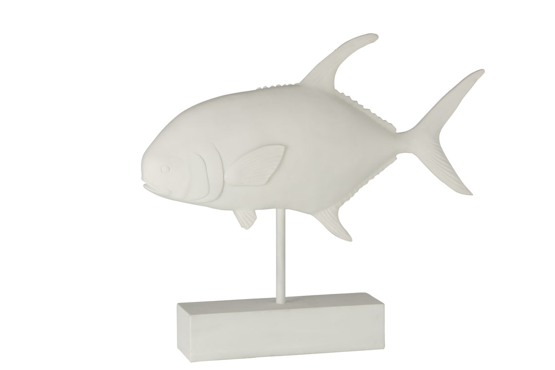 J-Line decoratie Vis Op Voet - polyresin - wit