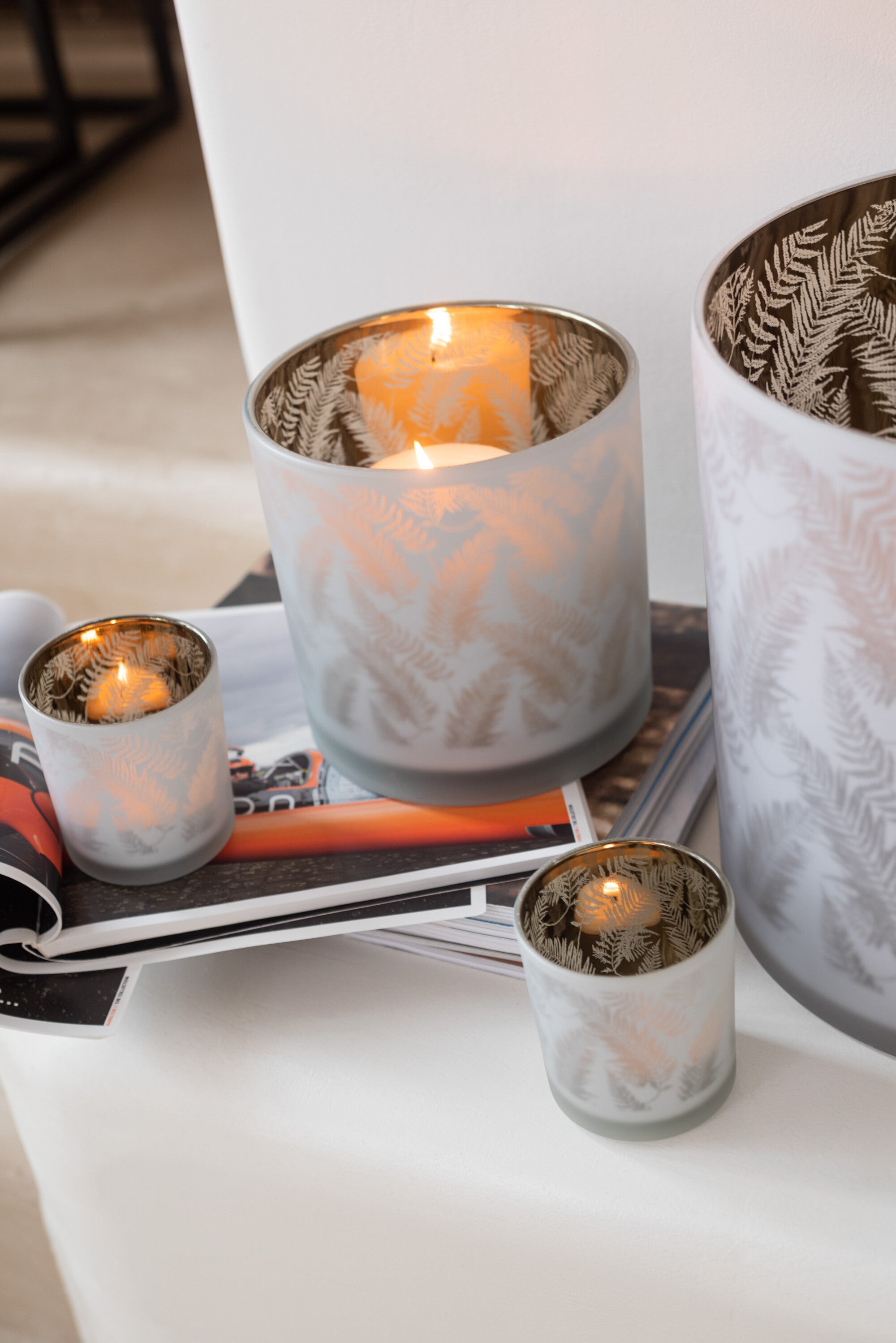 Orkaanbladglas Wit/Groen Groot