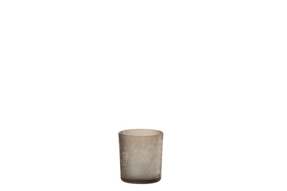 J-Line Theelichthouder Gras Glas Beige Small