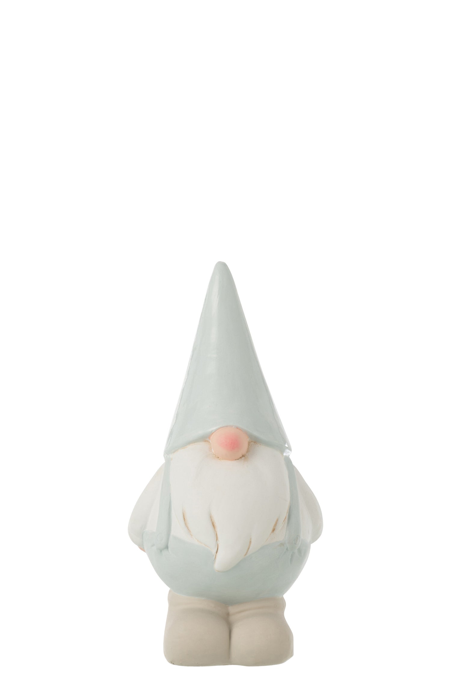 J-Line Kabouter Keramiek Wit/Lichtblauw Small