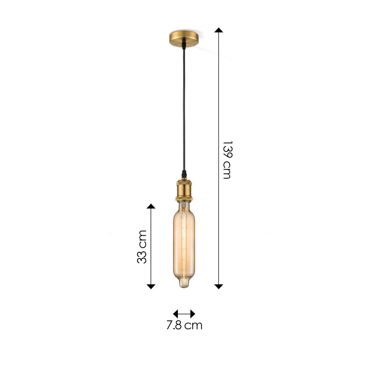 hanglamp brons vintage Tube - G125 - dimbaar E27 amber