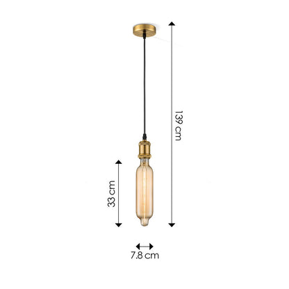 hanglamp brons vintage Tube - G125 - dimbaar E27 amber