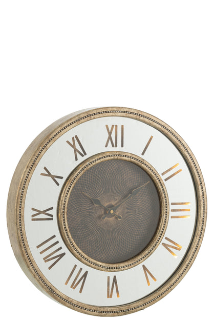 Klok Romeinse cijfers Led-spiegel Mdf Antiek Goud Groot
