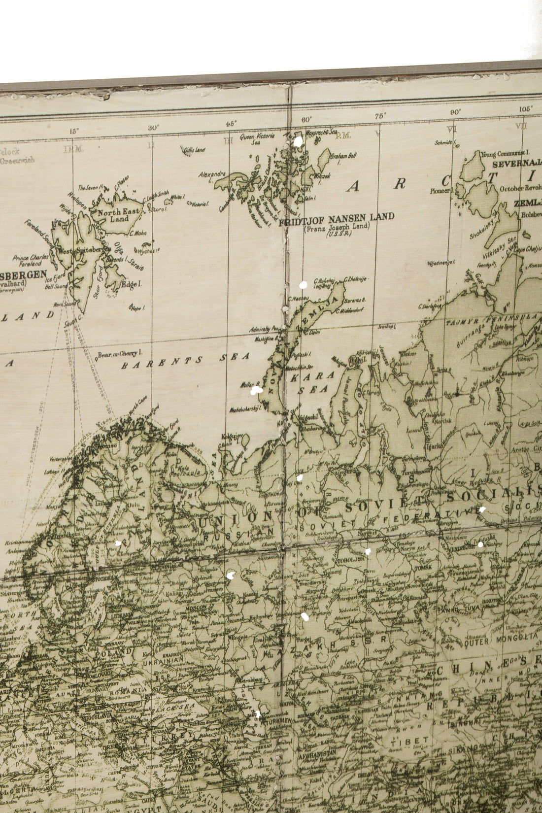 Wereldkaart Metaal Wit/Khaki
