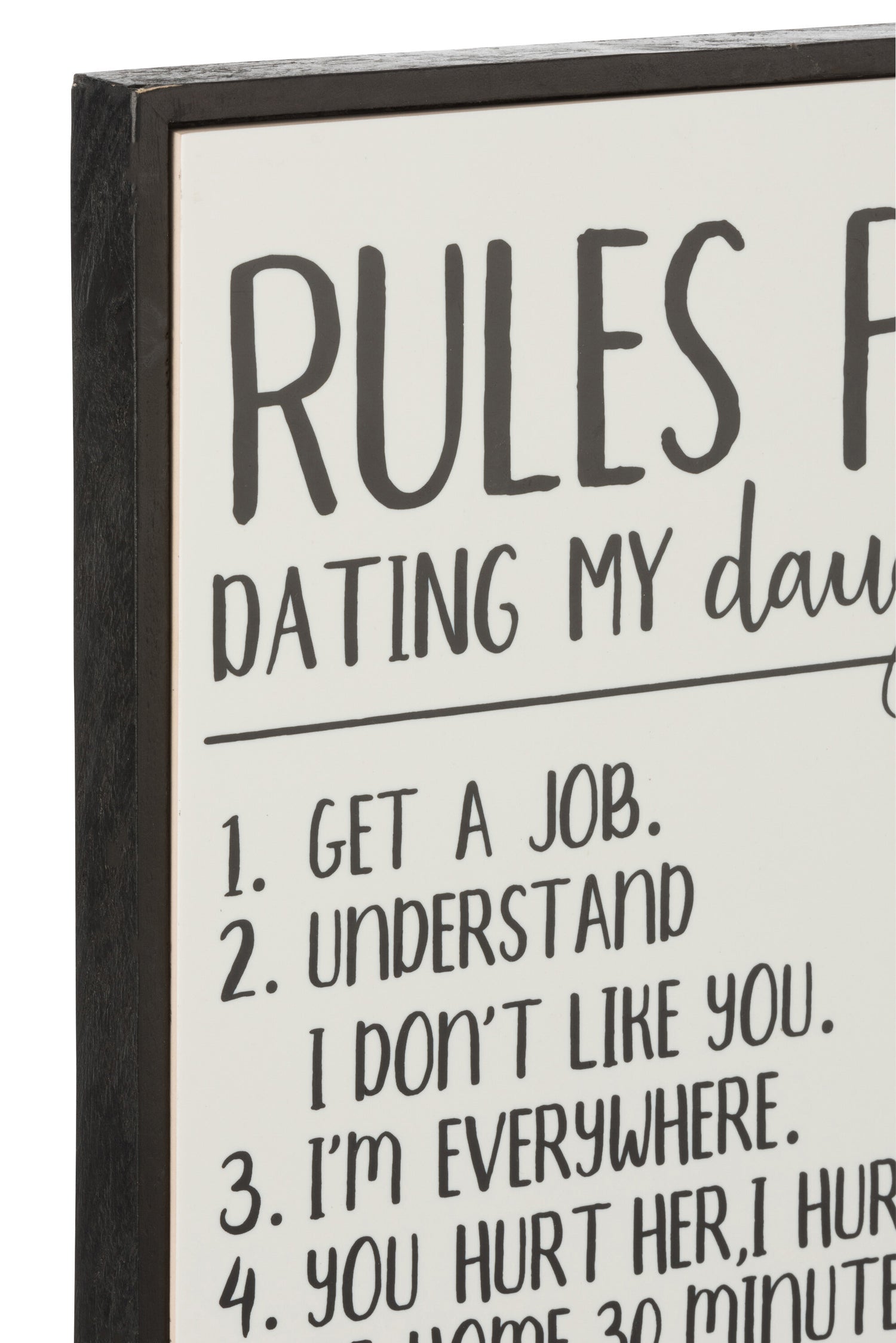 J-Line Plakkaat Rules For Dating My Daughter Hout/Keramiek Wit/Zwart