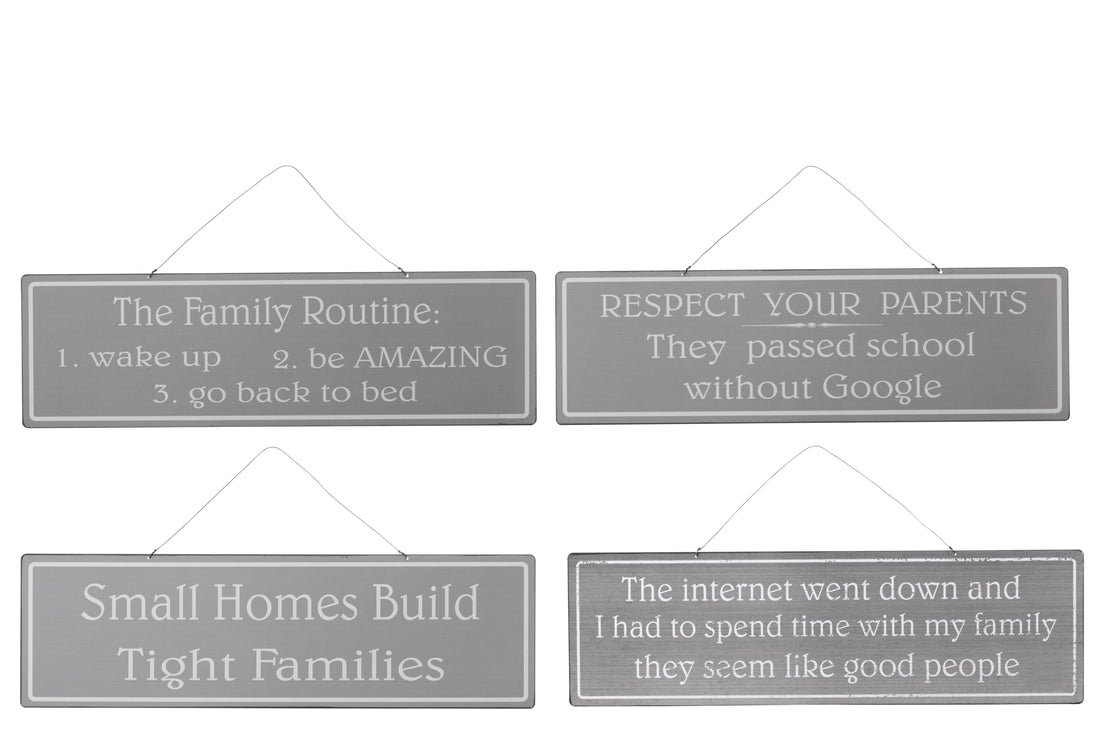 Placard Mix 1 Engels/Frans Metaal Antiek Grijs/Wit Assortiment Van 4