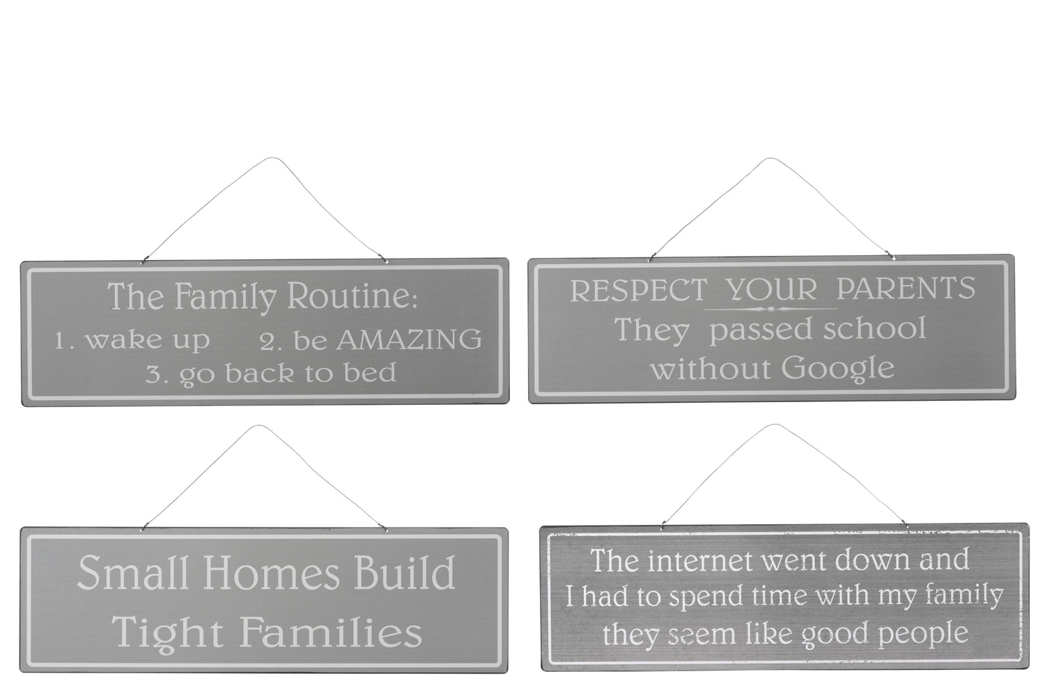 Placard Mix 1 Engels/Frans Metaal Antiek Grijs/Wit Assortiment Van 4