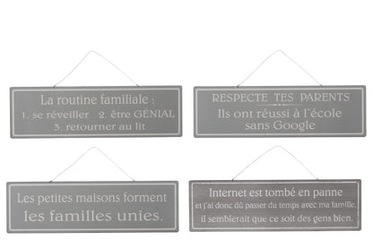 Placard Mix 1 Engels/Frans Metaal Antiek Grijs/Wit Assortiment Van 4