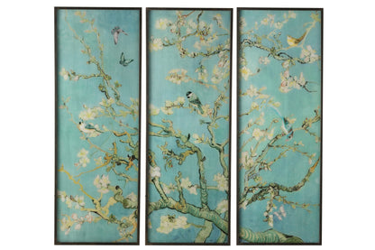 Wanddecoratie Frame Paneel Glas Groen Mix/Metaal Zwart Assortiment Van 3