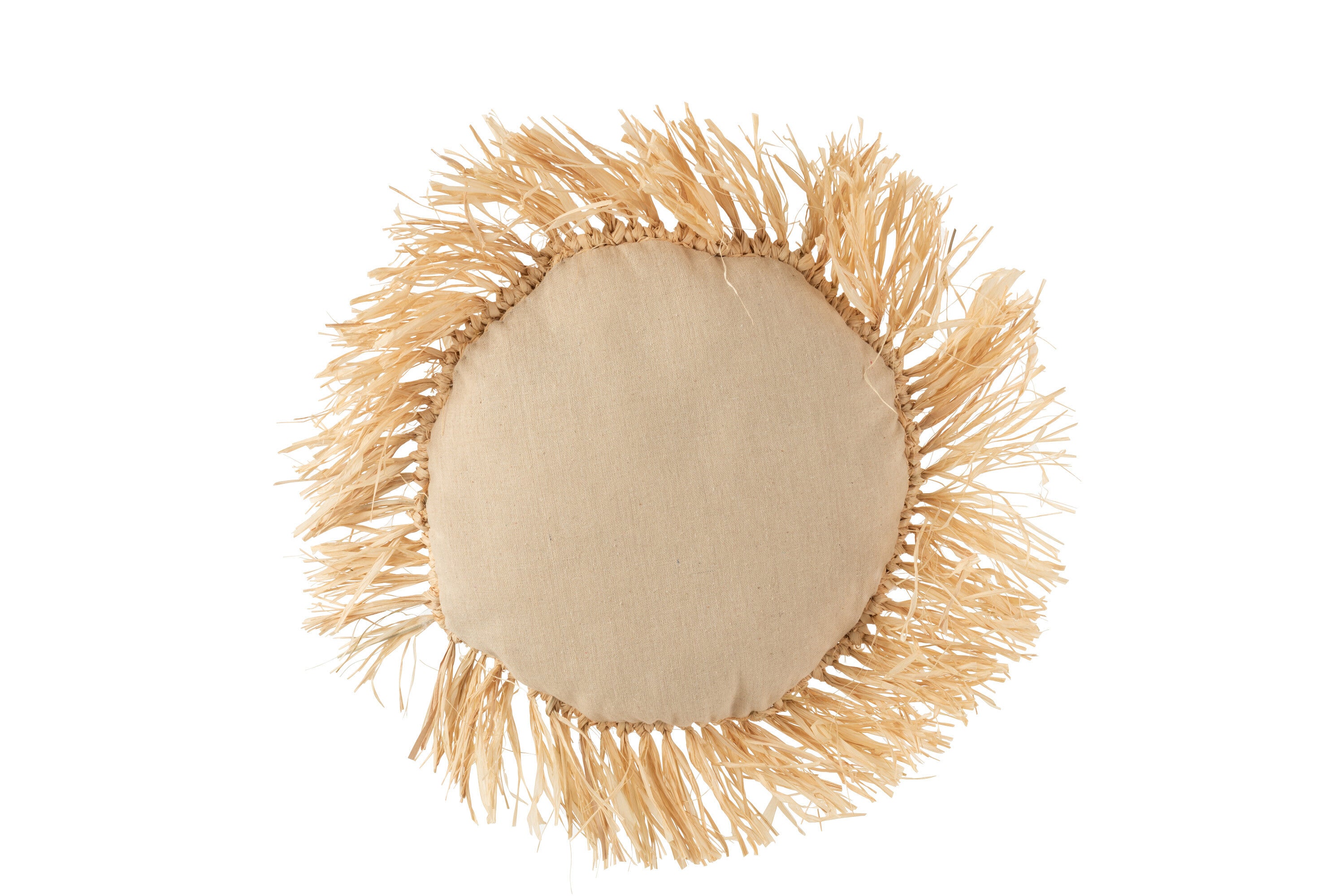 J-Line Kussen Rond Riet Raffia Naturel