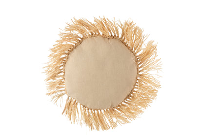 J-Line Kussen Rond Riet Raffia Naturel