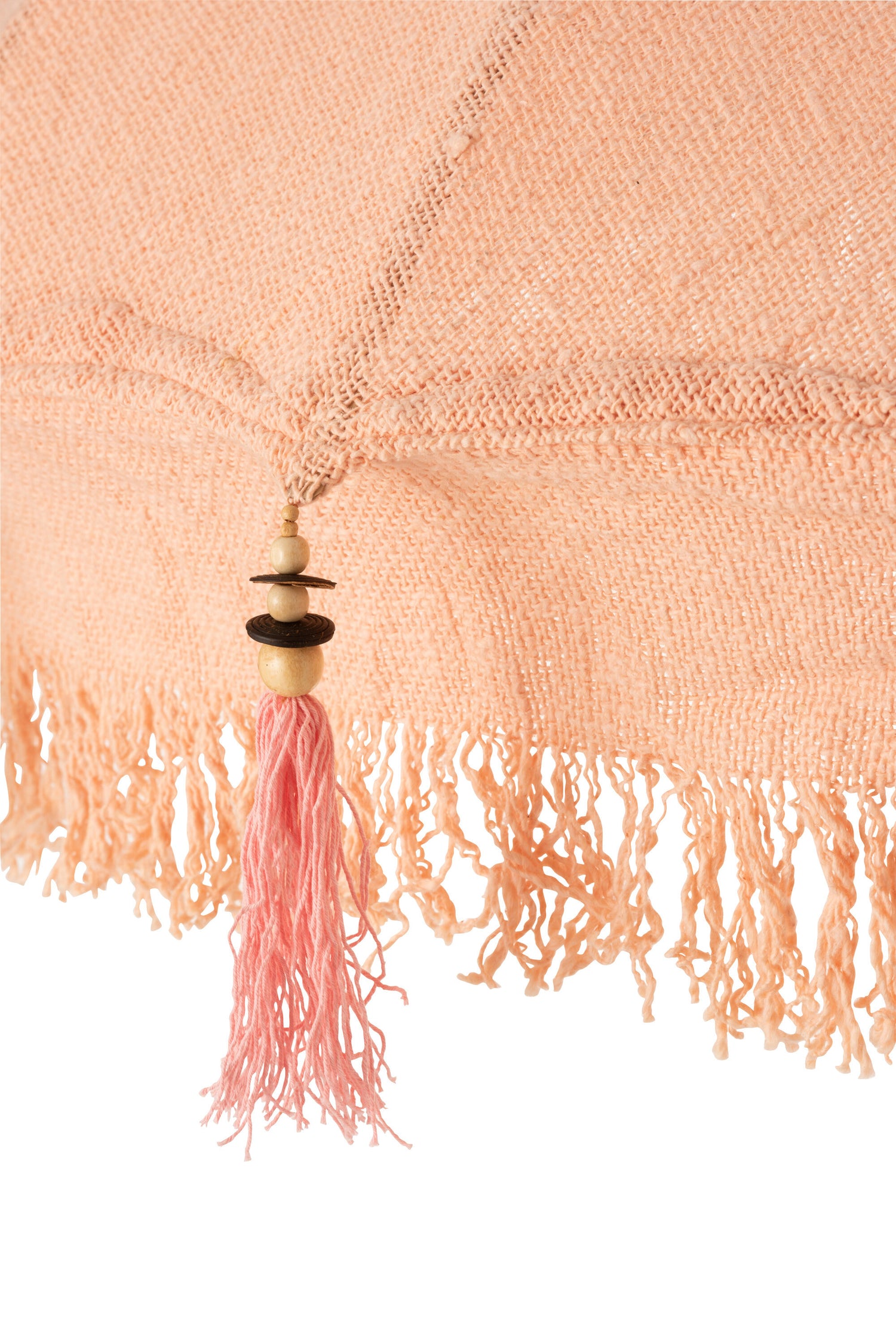 J-Line parasol + voet Kwastjes/Schelpen - hout - beige/donkerbruin - S