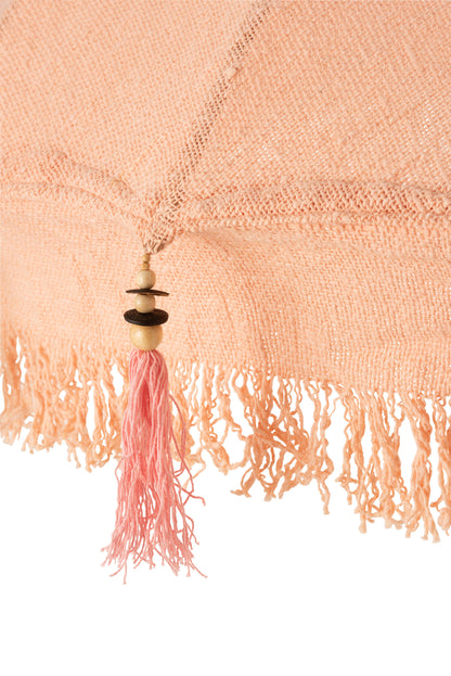 J-Line parasol + voet Kwastjes/Schelpen - hout - beige/donkerbruin - S