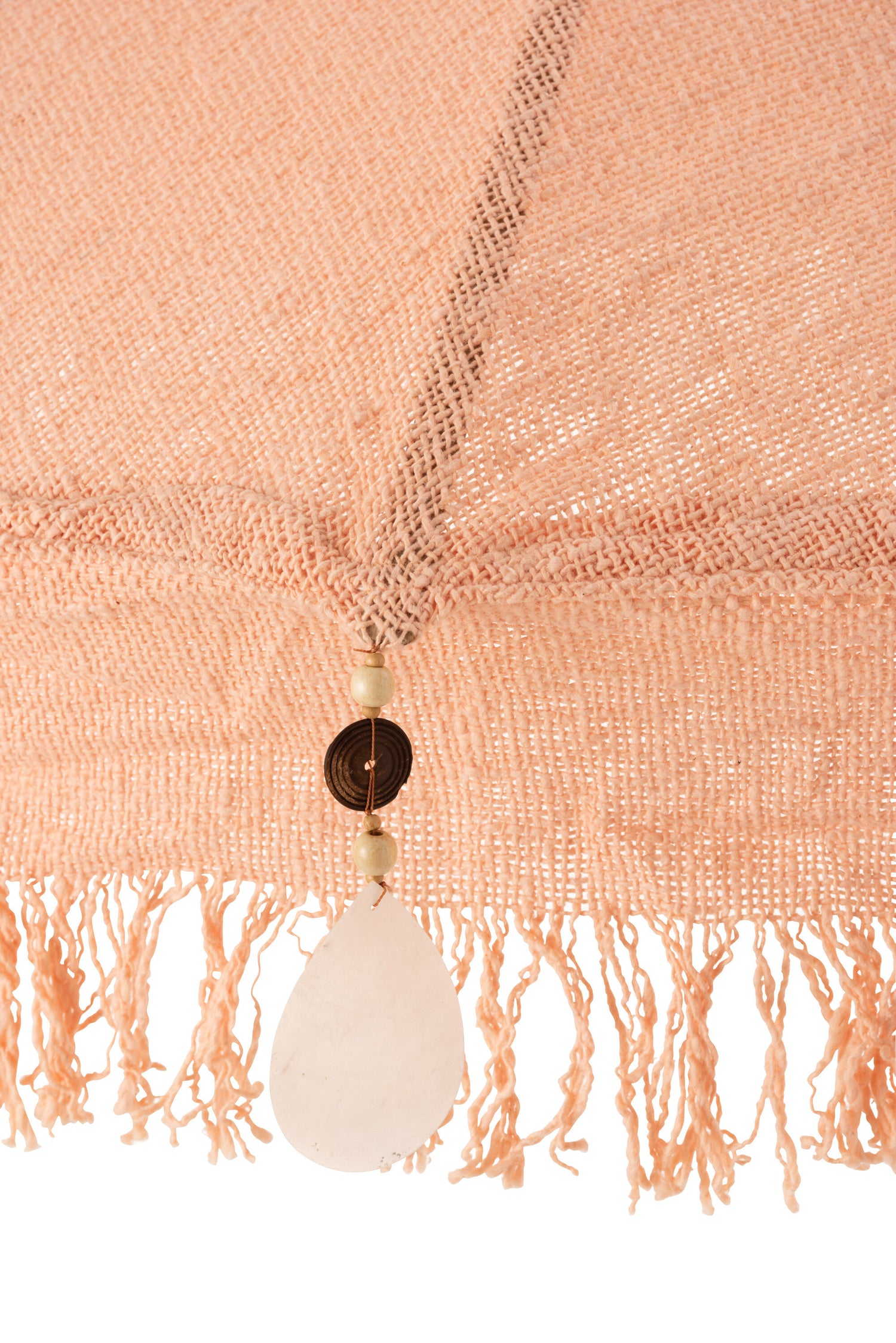 J-Line parasol + voet Kwastjes/Schelpen - hout - beige/donkerbruin - S