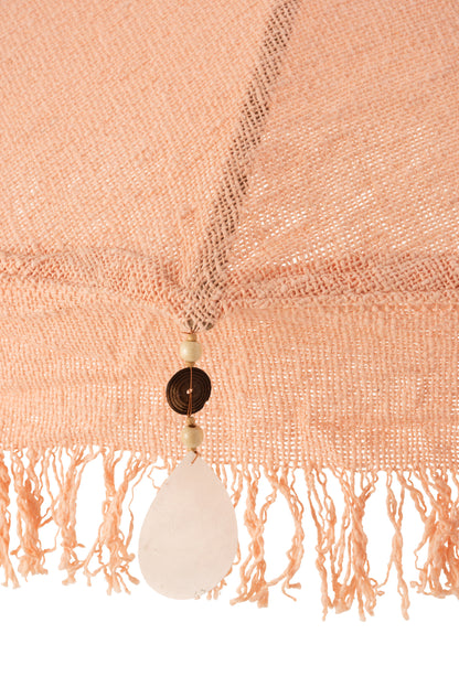 J-Line parasol + voet Kwastjes/Schelpen - hout - beige/donkerbruin - S